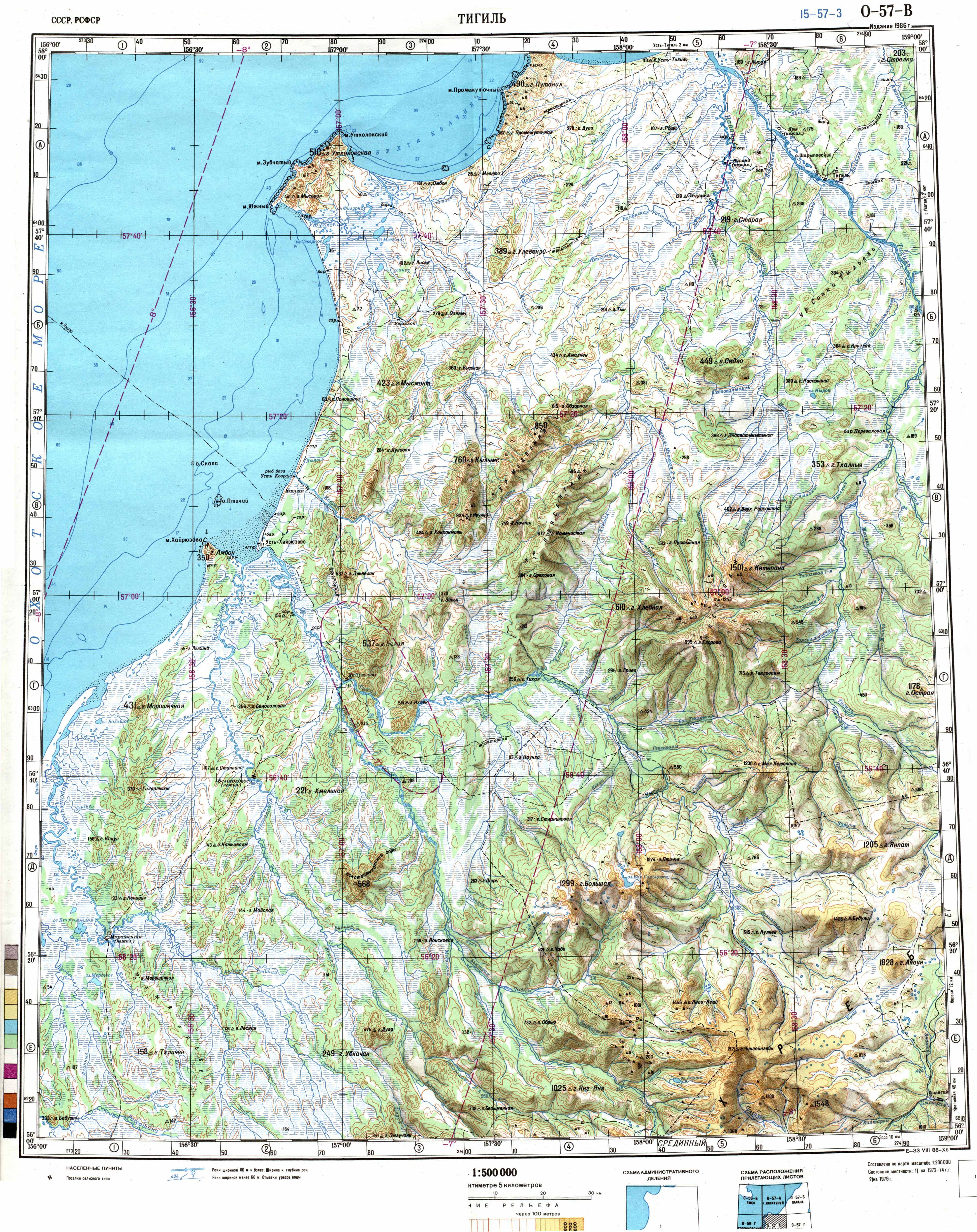 Карта Камчатки - Тигиль